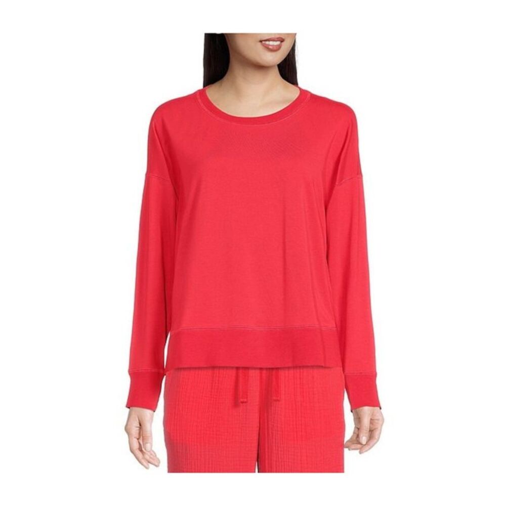 EILEEN FISHER Womens Red Knit Ballet-neck Lightweight Long Sleeve Top Plus 2X